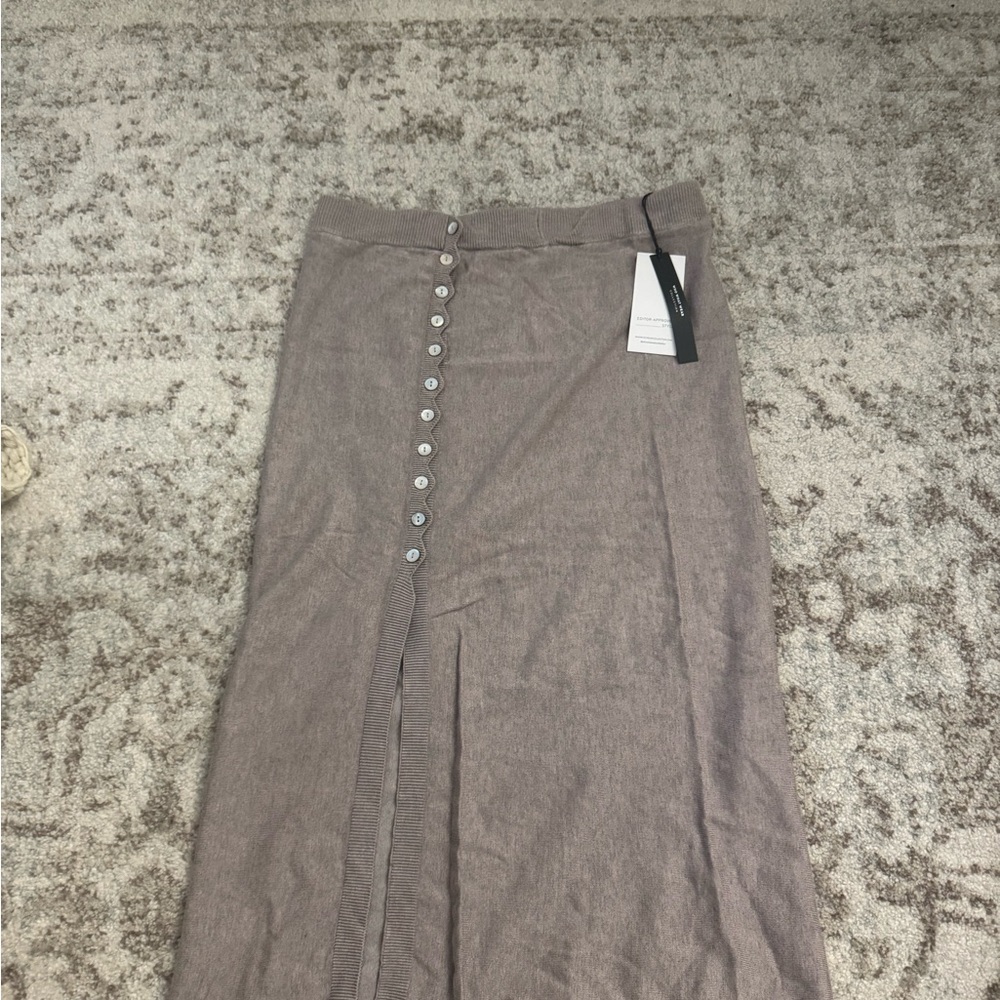 NWT Who What Wear Taupe Button-Front Midi Skirt